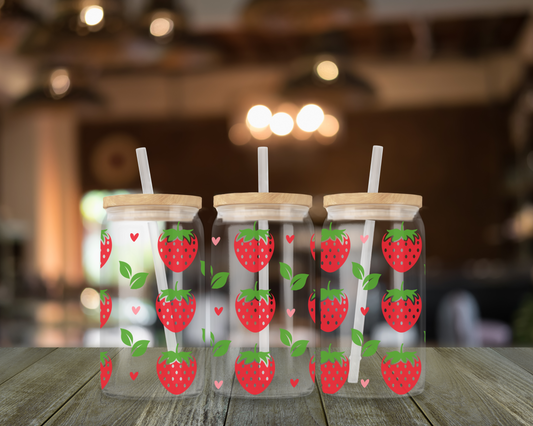 Strawberries 16 oz glass libbey