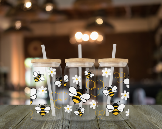 Honey bee 16 oz glass libbey